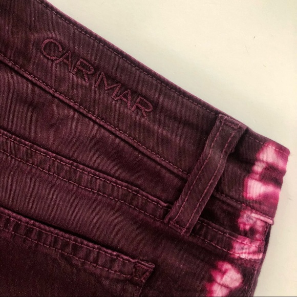 🌼 LF CARMAR Tie-Dye Low Rise Skinny Jeans, Maroon 24 LN - Picture 5 of 7